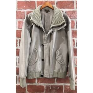 Diesel Black Gold Ribbed Trim Wool Blend Techno Fabric Jacket Large RARE $500